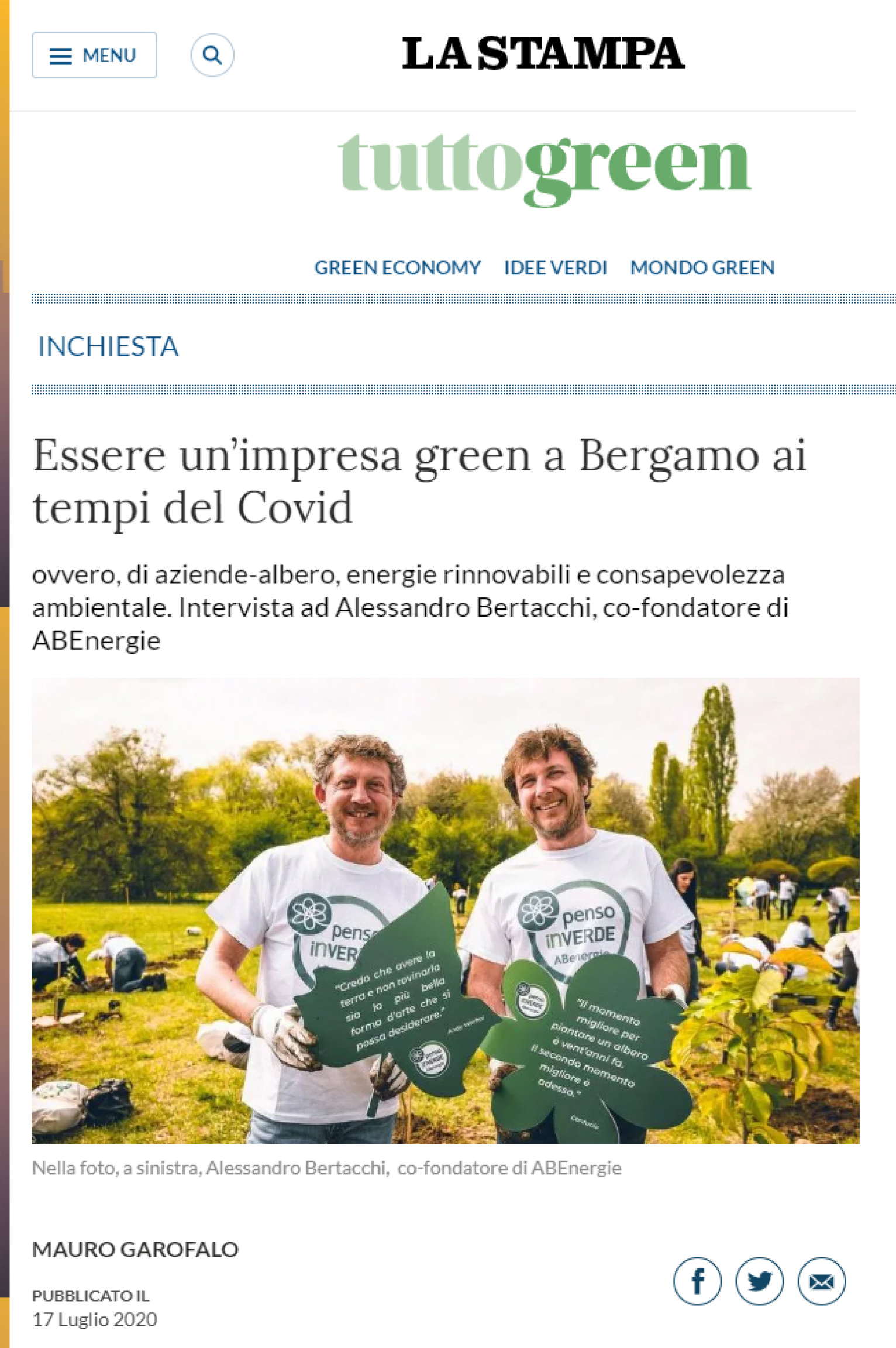 Intervista di La Stampa ad ABenergie